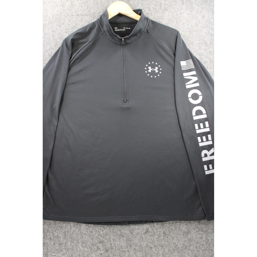 Under Armour Freedom Mens XL Black Quarter Zip Pullover Shirt 1361331 001
